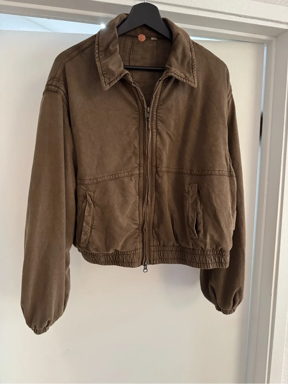 Free People Women’s Style Olive Green Zip Bomber Jacket